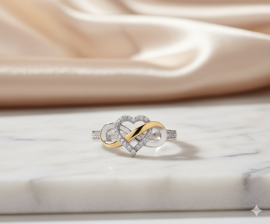 Interlocking Infinity Heart Pavé Diamond Promise Ring