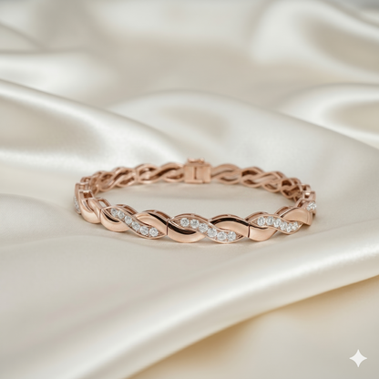 Interlocking Infinity Wave Pavé Diamond Link Tennis Bracelet