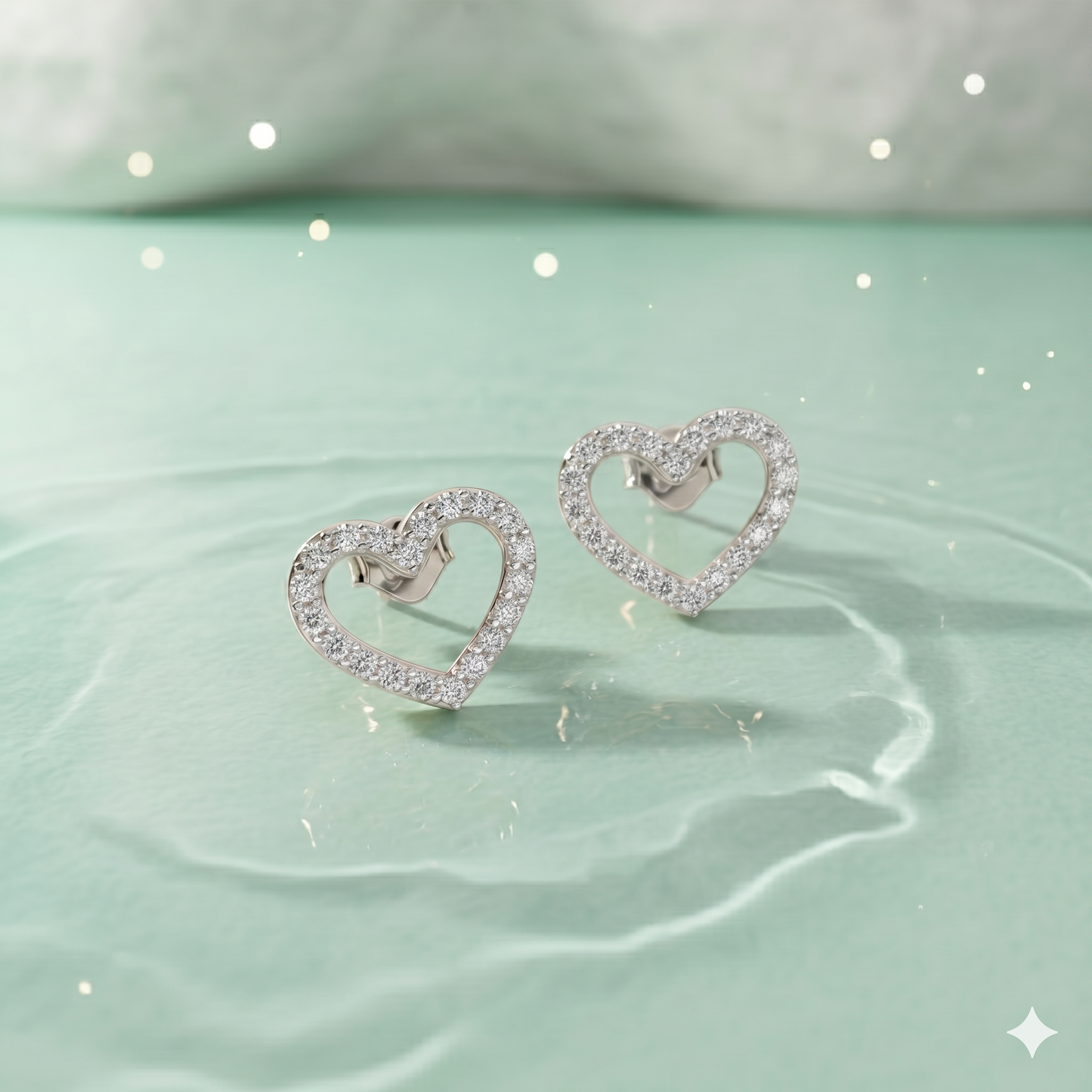 Heart Pavé Diamond Stud Earrings