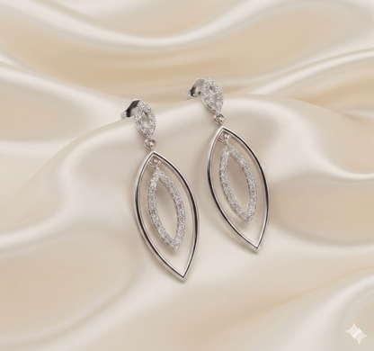 Nested Marquise Diamond Halo Drop Earrings