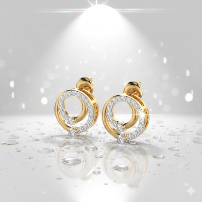 Spiral Interlocking Circle Diamond Stud Earrings