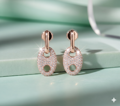 Marine Anchor Link Pavé Diamond Drop Earrings