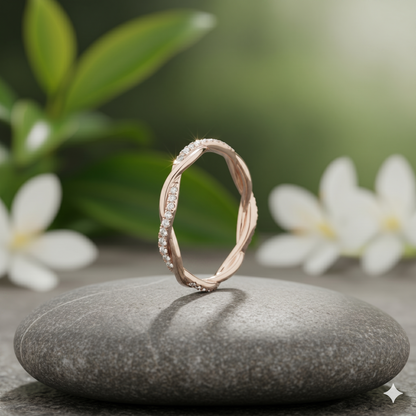 Twisted Infinity Pavé Diamond Wedding Band