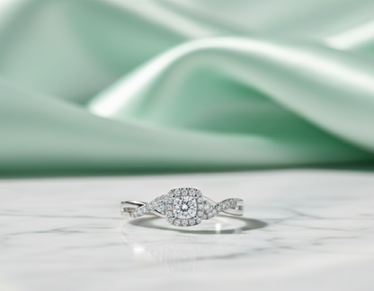 Infinity Halo Diamond Twist Ring