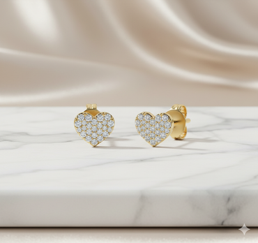 Pavé Diamond Puffed Heart Stud Earrings