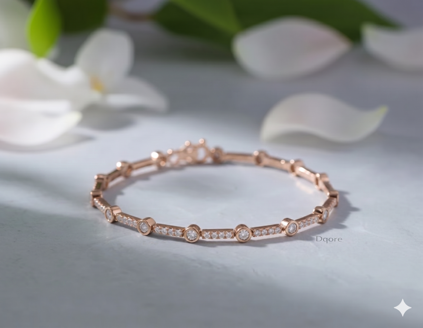 Bezel Set Station Pavé Diamond Linear Tennis Bracelet