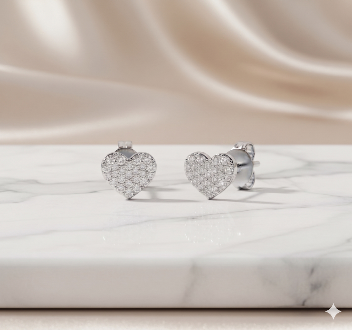 Pavé Diamond Puffed Heart Stud Earrings