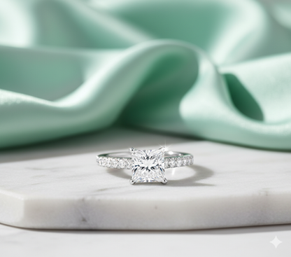 Princess Cut Diamond Pavé Engagement Ring