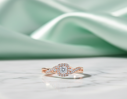 Infinity Halo Diamond Twist Ring