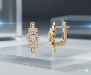 Geometric Round Cluster Halo Art Deco Leverback Earrings
