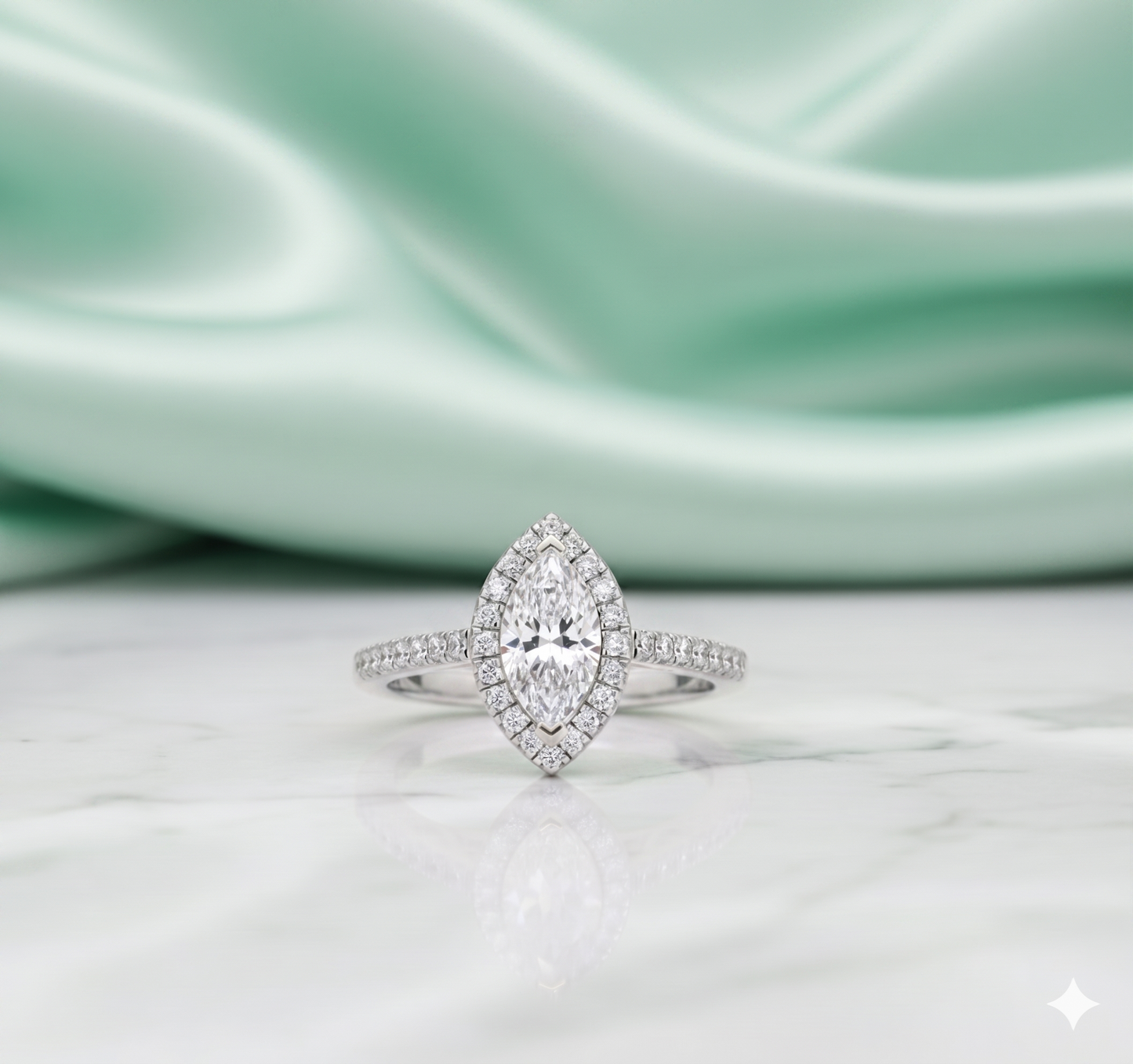 Marquise Cut Diamond Halo Pavé Engagement Ring