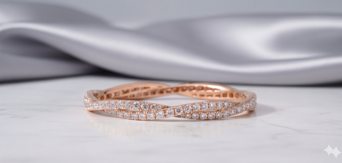 Twisted Infinity Wave Pavé Diamond Bangle Bracelet