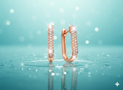 Multi Row Pavé Diamond U Link Hoop Earrings