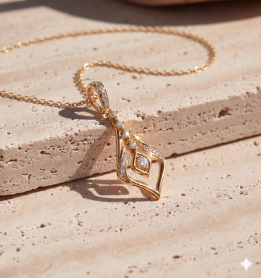 Art Deco Floating Diamond Marquise Shield Pendant Necklace