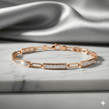 Paperclip Link Multi-Station Pavé Diamond Bar Bracelet