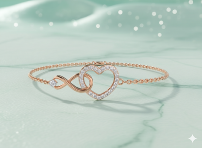 Interlocking Infinity and Heart Diamond Station Bracelet