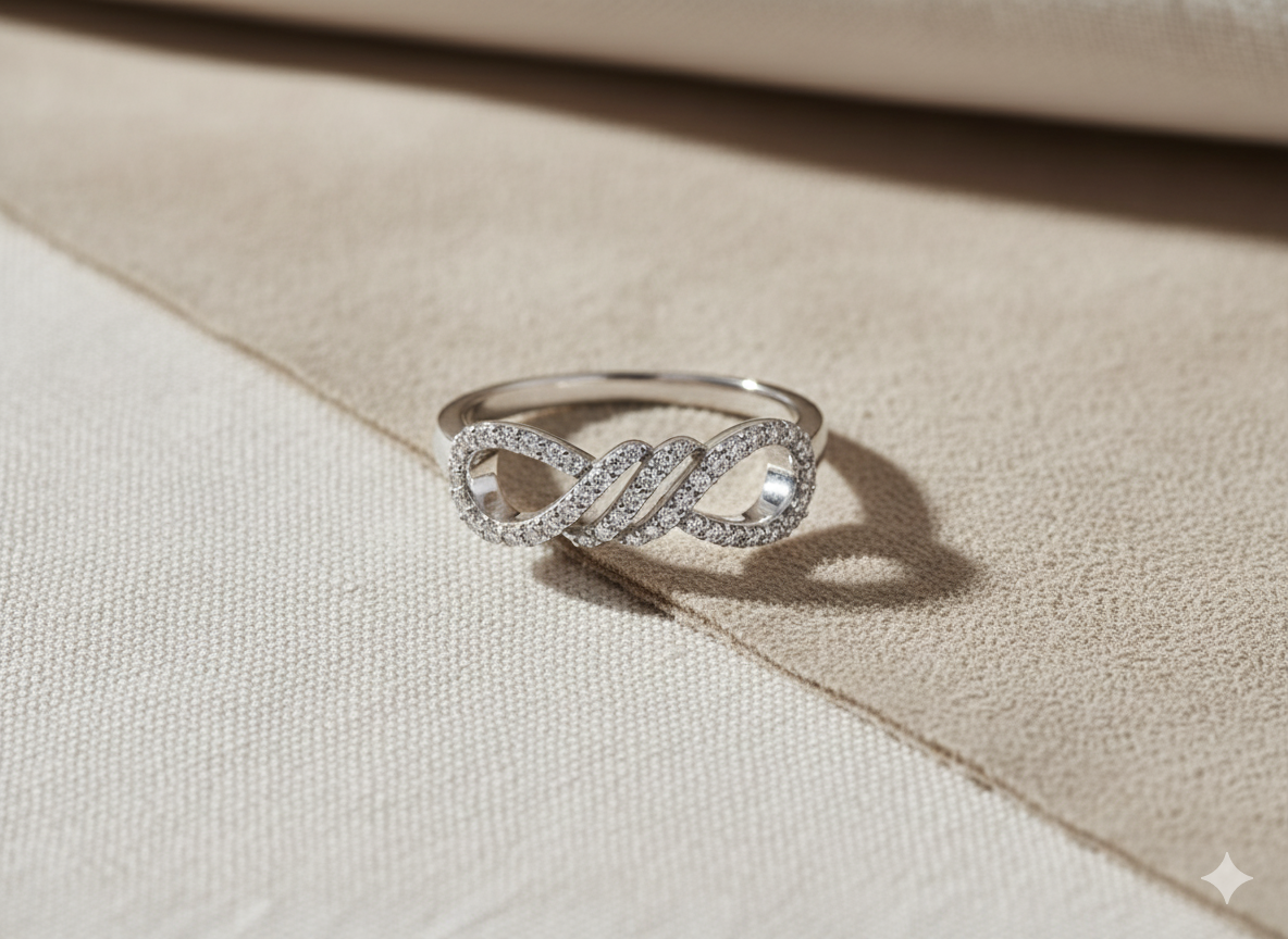 Interlocking Triple Ribbon Infinity Pavé Diamond Statement Ring