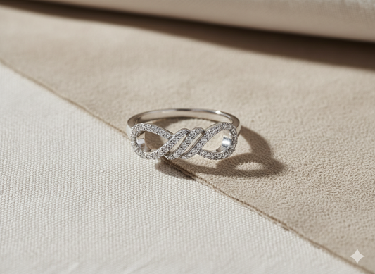 Interlocking Triple Ribbon Infinity Pavé Diamond Statement Ring