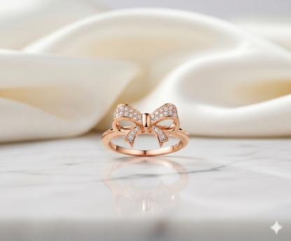 Interlocking Ribbon Bow Pavé Diamond Statement Ring