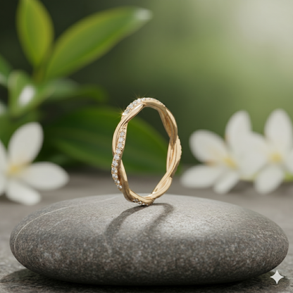 Twisted Infinity Pavé Diamond Wedding Band