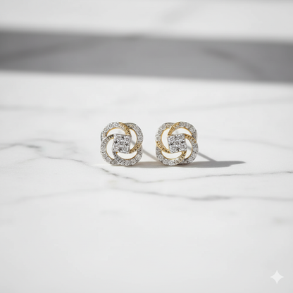 Two-Tone Pavé Love Knot Stud Earrings
