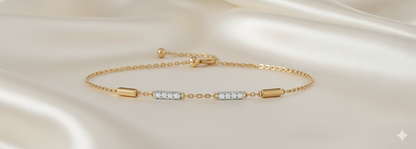 Multi-Station Diamond Bar Adjustable Bolo Chain Bracelet