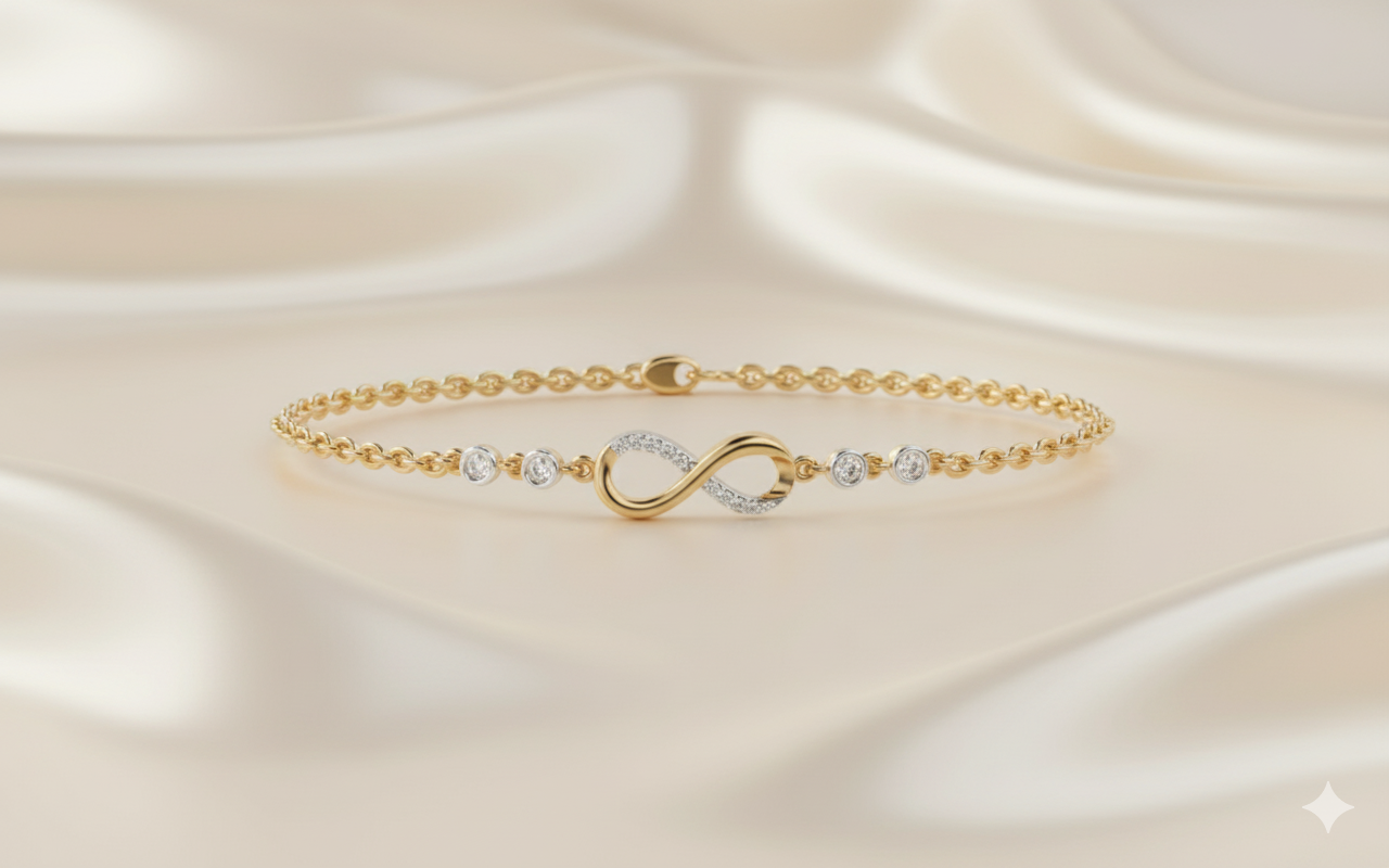 Bezel Station Infinity Ribbon Pavé Diamond Chain Bracelet
