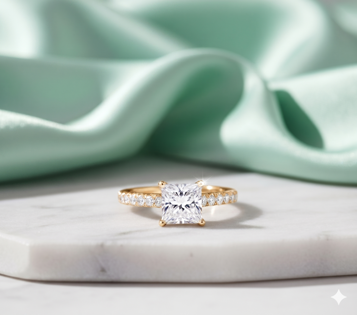 Princess Cut Diamond Pavé Engagement Ring