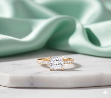 Princess Cut Diamond Pavé Engagement Ring