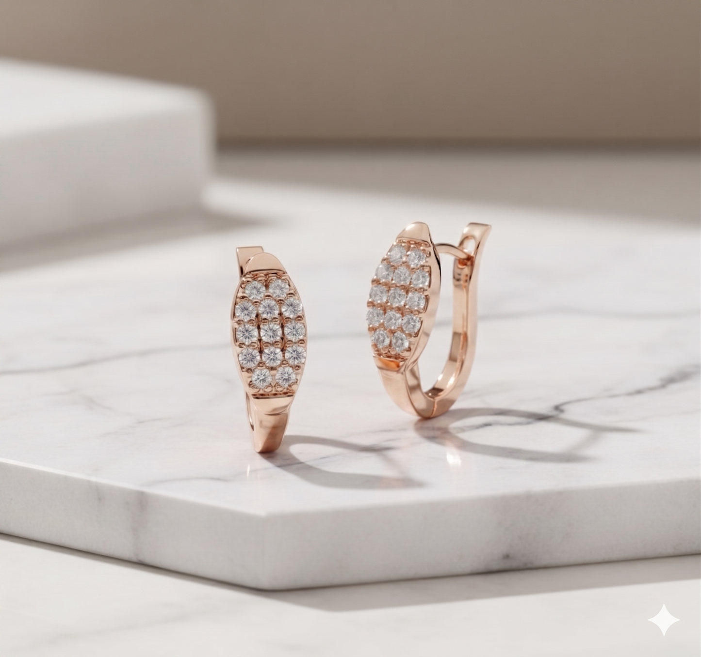 Marquise Pavé Diamond Huggie Hoop Earrings