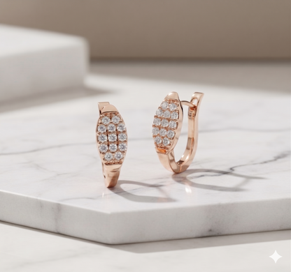 Marquise Pavé Diamond Huggie Hoop Earrings