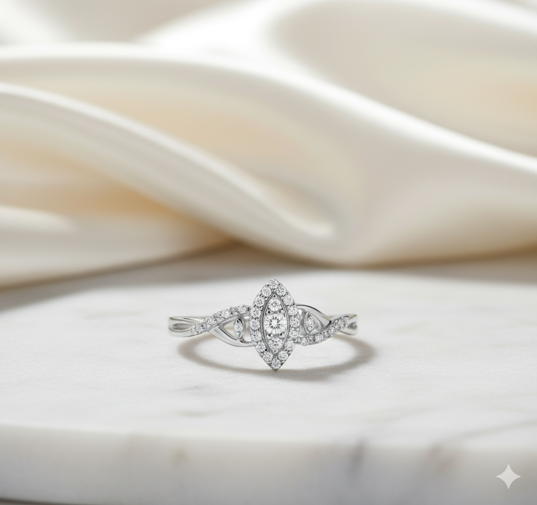Marquise Illusion Cluster Halo Twisted Infinity Engagement Ring
