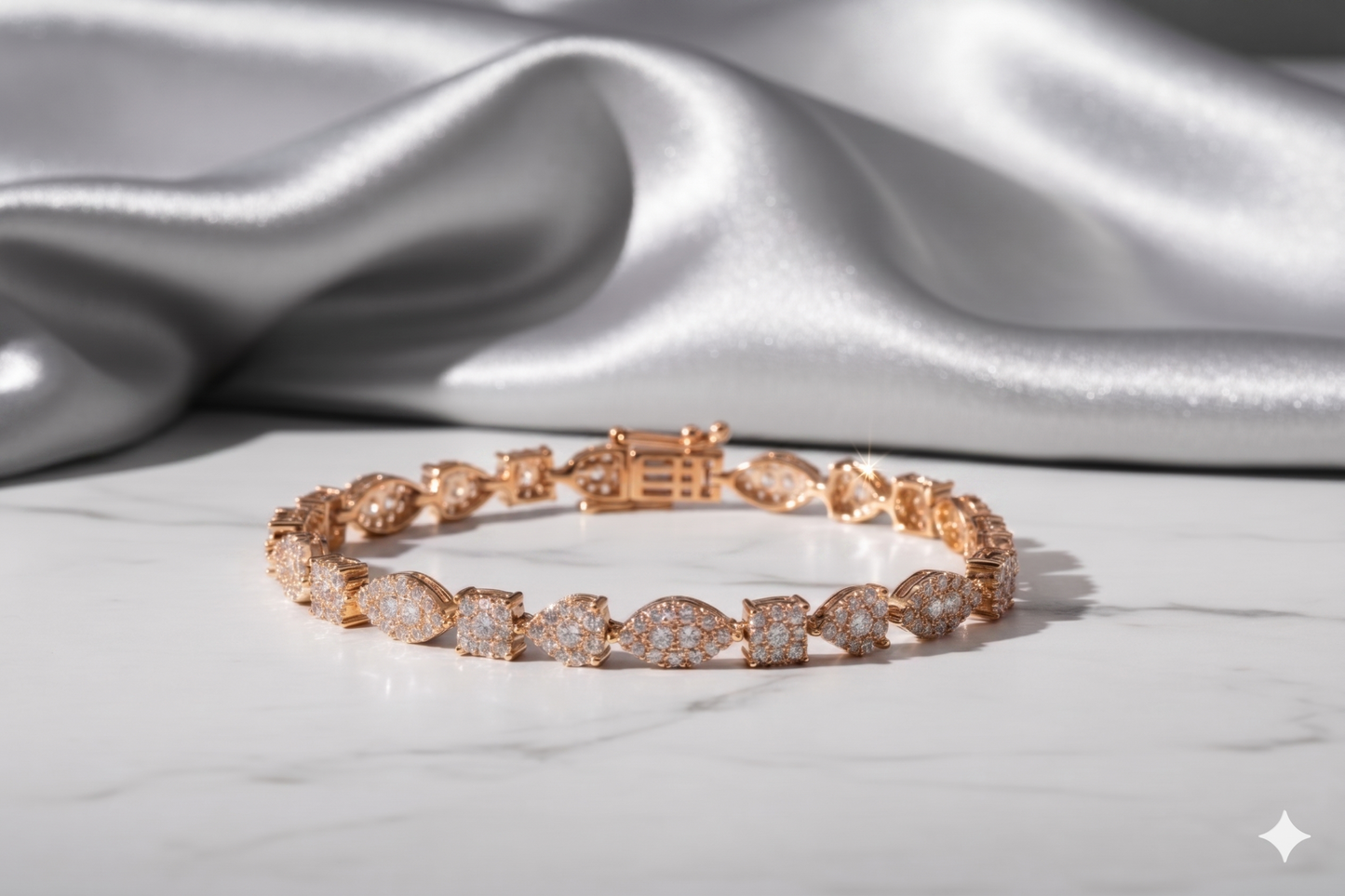Multi-Shape Mosaic Pavé Diamond Tennis Bracelet