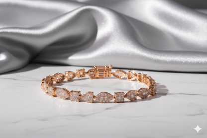 Multi-Shape Mosaic Pavé Diamond Tennis Bracelet