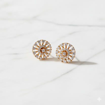 Diamond Sunburst Halo Stud Earrings