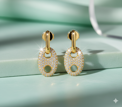 Marine Anchor Link Pavé Diamond Drop Earrings