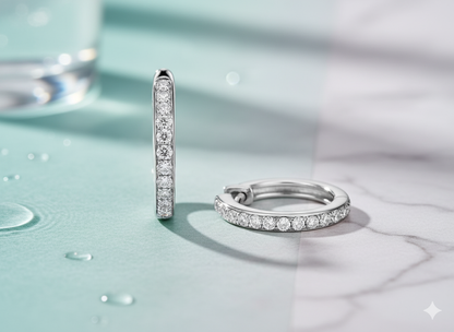 Single Row Pavé Diamond Hoop Earrings