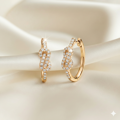 Infinity Love Knot Pavé Diamond Hoop Earrings