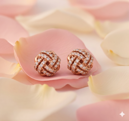 Woven Love Knot Pavé Diamond Stud Earrings