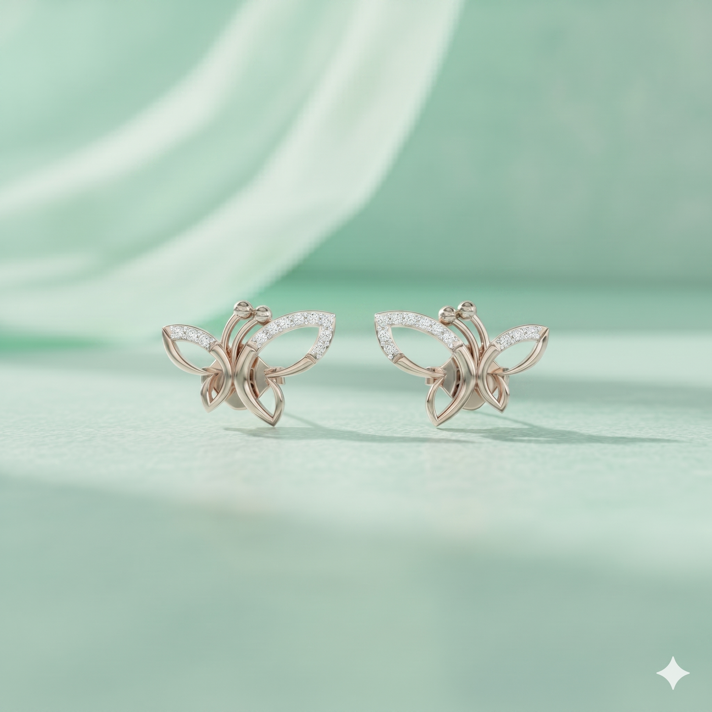 Openwork Butterfly Diamond Stud Earrings