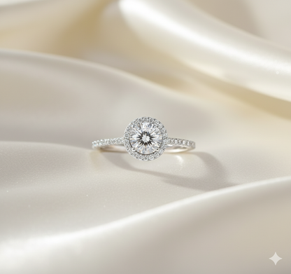 Round Brilliant Cut Diamond Halo Pavé Engagement Ring