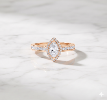 Marquise Cut Diamond Halo Channel Set Engagement Ring