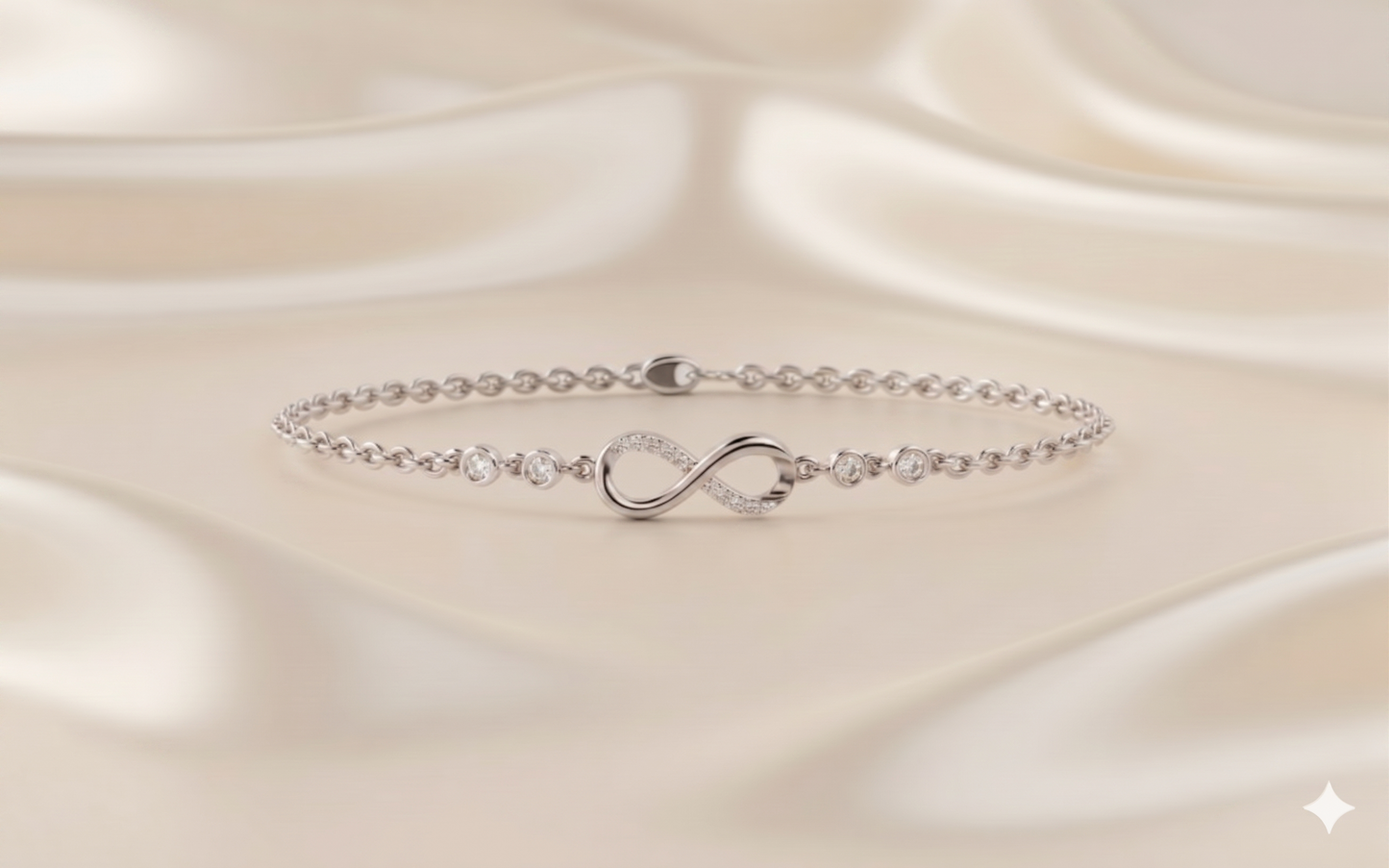 Bezel Station Infinity Ribbon Pavé Diamond Chain Bracelet