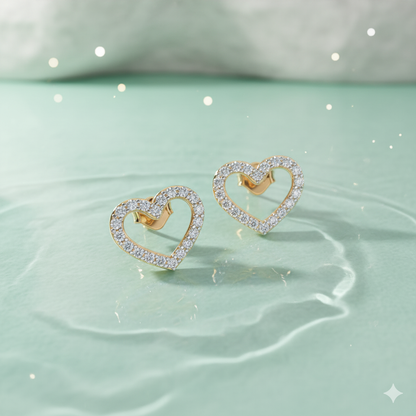 Heart Pavé Diamond Stud Earrings