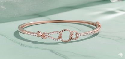Interlocking Circle and Infinity Knot Diamond Bangle Bracelet