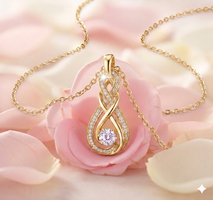 Interlocking Infinity Teardrop Floating Diamond Pendant Necklace