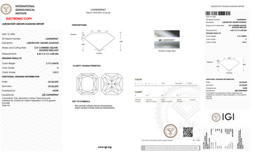 3.10 Carat Square Radiant Lab-Grown Diamond | E Color | VVS2 Clarity | IGI Certified Excellent Polish & Symmetry