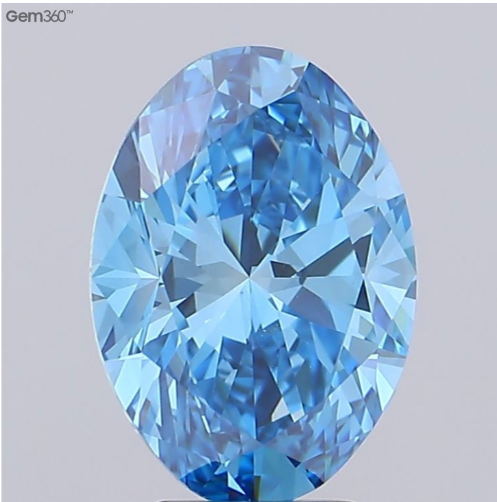 4.60 Carat Oval Cut Lab-Grown Diamond | Fancy Vivid Blue | VS1 Clarity | IGI Certified Excellent Polish