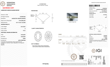 1.08 Carat Oval Cut Lab-Grown Diamond | D Color | VVS2 Clarity | IGI Certified Excellent Polish & Symmetry