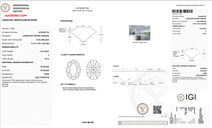 1.94 Carat Oval Cut Lab-Grown Diamond | E Color | VVS2 Clarity | IGI Certified Excellent Polish & Symmetry